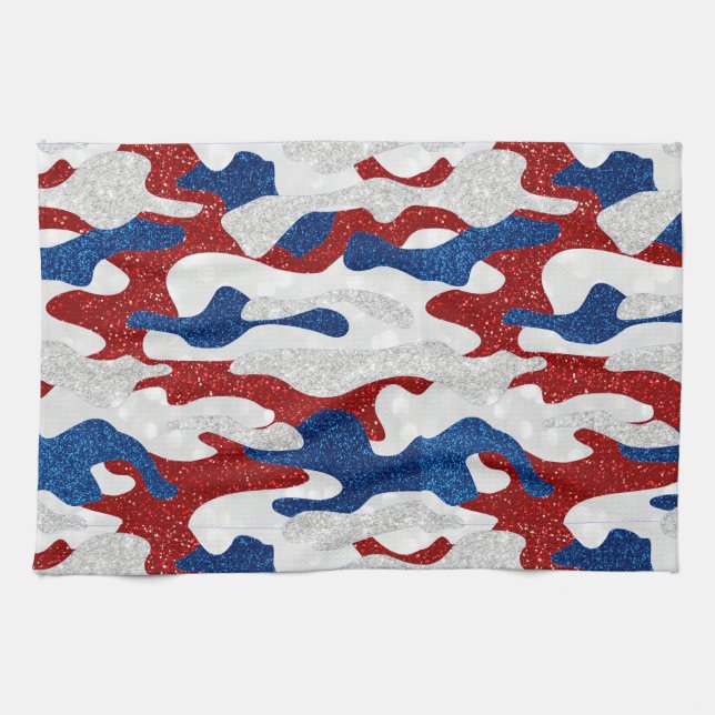 American Camo July 4th Glitter Tea Towel (Horizontal)