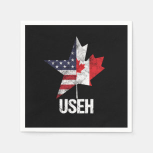 American Canadian Canada United States USA Flag US Napkin