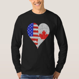 American Canadian Flag Heart T-Shirt