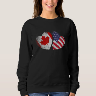 American Canadian Heart Valentines Day  Usa Flag C Sweatshirt