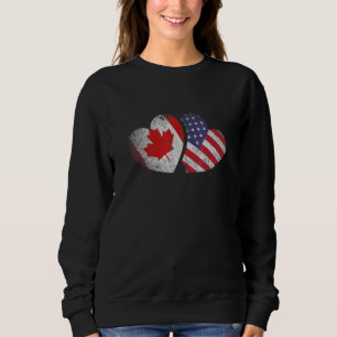 American Canadian Heart Valentines Day Usa Flag Ca Sweatshirt