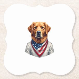 American Canine Golden Retriever Vintage Tee Paper Coaster