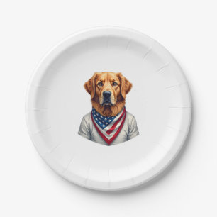 American Canine Golden Retriever Vintage Tee Paper Plate