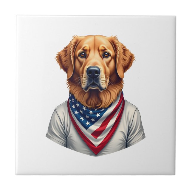 American Canine Golden Retriever Vintage Tee Tile (Front)
