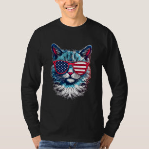 American Cat Sunglasses USA Flag 4th of July Cat G T-Shirt