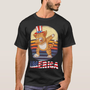 american cat wear uncle sam hat, 4th of july T-Shirt