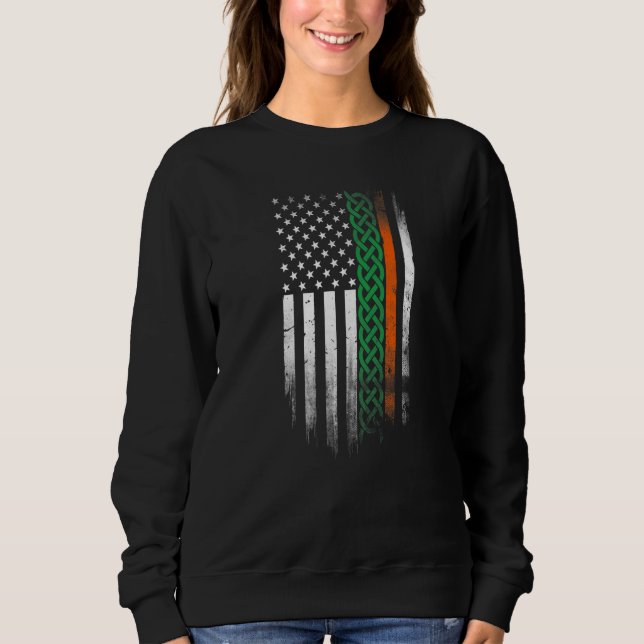 American Celtic knot Stripes flag Irish Patrick's  Sweatshirt (Front)