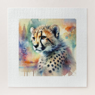 American cheetah painting 030724AREF113 - Watercol Jigsaw Puzzle