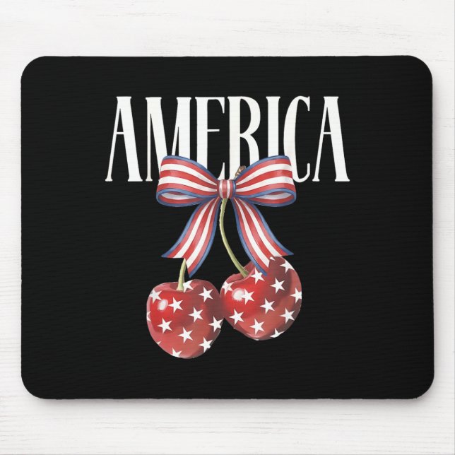 American Cherry Pie Bow Coquette Patriotic 4th of Mouse Pad (Front)