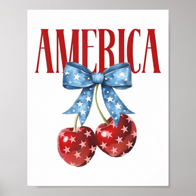 American Cherry Pie Coquette Bow Women Girls Cherr Poster (Front)