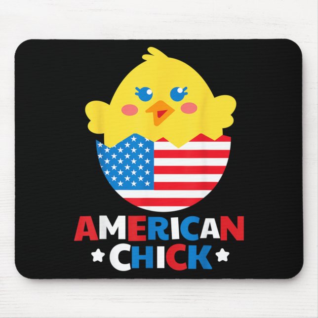 American Chick Funny 4th Of July Independence Day Mouse Pad (Front)