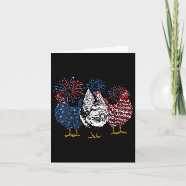 American Chicken Animals Funny 4th Of July Firewor Card (Front)