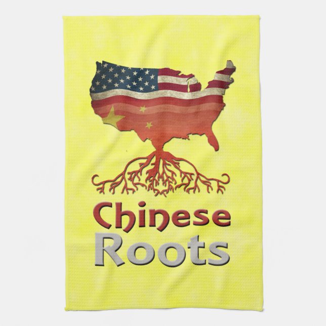 American Chinese Roots   Tea Towel (Vertical)