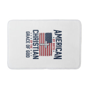 American Christian Flag Cross Vintage Shirt Bath Mat