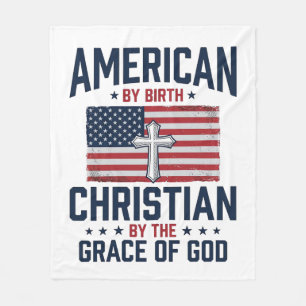 American Christian Flag Cross Vintage Shirt Fleece Blanket