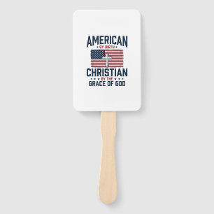 American Christian Flag Cross Vintage Shirt Hand Fan
