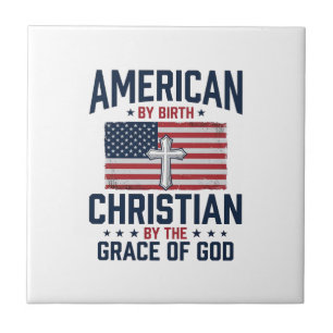 American Christian Flag Cross Vintage Shirt Tile