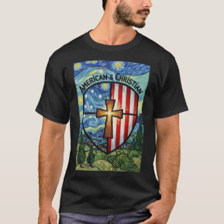 American & Christian Patriotic Shield Faith & Free T-Shirt