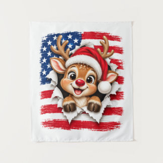 American Christmas Reindeer Tapestry