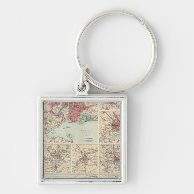 American cities on uniform scale key ring (Front)