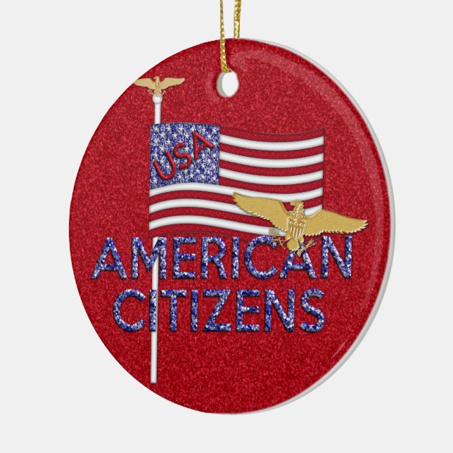American Citizen Glittered Ceramic Tree Decoration (Left)