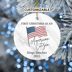 American Citizen Ornament, US Citizenship Ceramic Tree Decoration