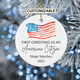 American Citizen Ornament, US Citizenship Ceramic Tree Decoration