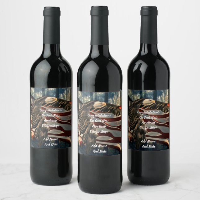 American Citizenship Eagle American Flag Wine Label (Bottles)