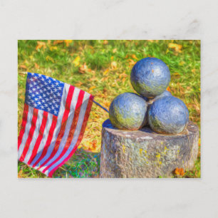 American Civil War Cannon Balls Art Postcard