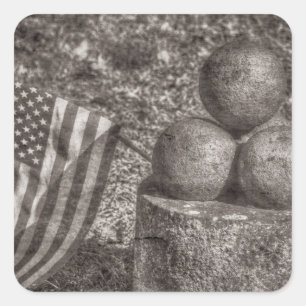 American Civil War Cannon Balls Vintage Square Sticker
