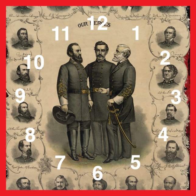 🏛️ American Civil War Heroes Southern Generals Square Wall Clock (Creator Uploaded)