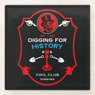 American Civil War Metal Detecting Club Glass Coaster