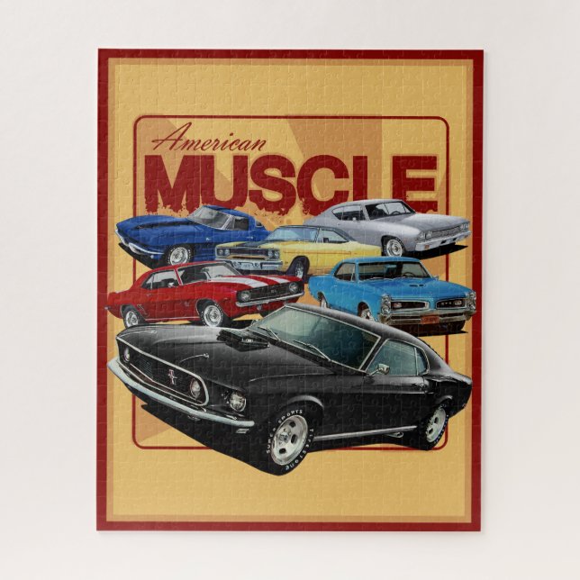 American Classic Muscle Cars Together Jigsaw Puzzle (Vertical)