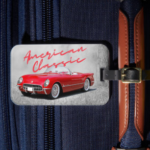 American Classic Vintage Red Convertible  Luggage Tag