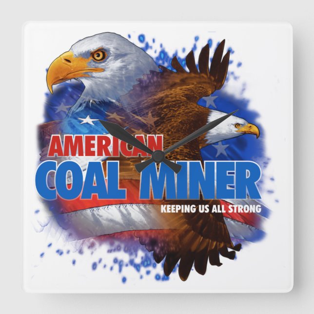 AMERICAN COAL MINER SQUARE WALL CLOCK (Front)