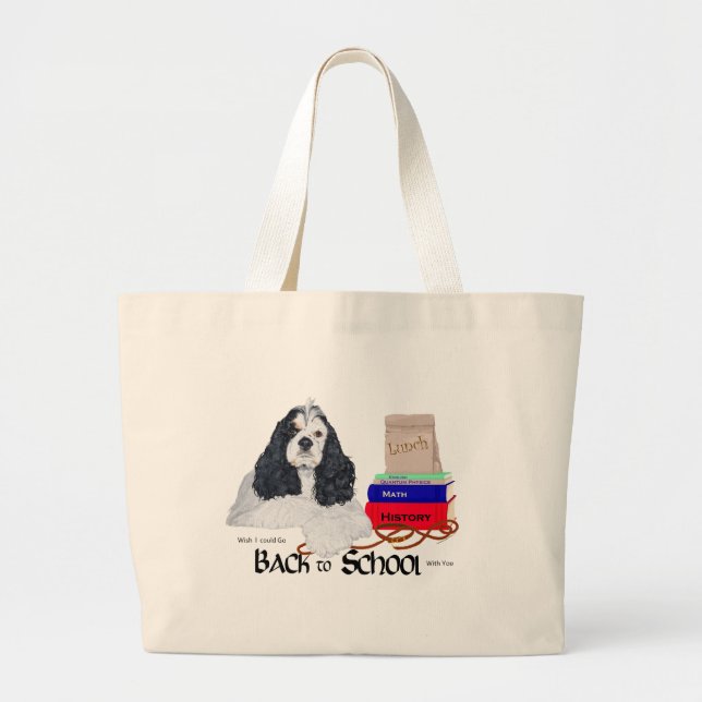 American Cocker Spaniel Back to School Large Tote Bag (Front)