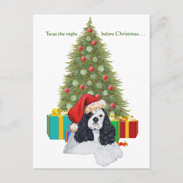 American Cocker Spaniel Christmas Holiday Postcard (Front)