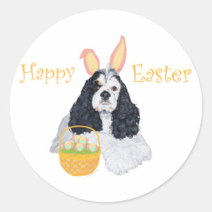 American Cocker Spaniel Easter Classic Round Sticker