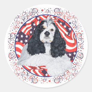 American Cocker Spaniel Flag Classic Round Sticker