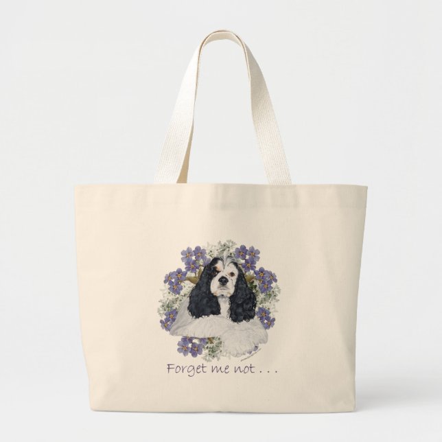 American Cocker Spaniel Forget Me Not Large Tote Bag (Front)