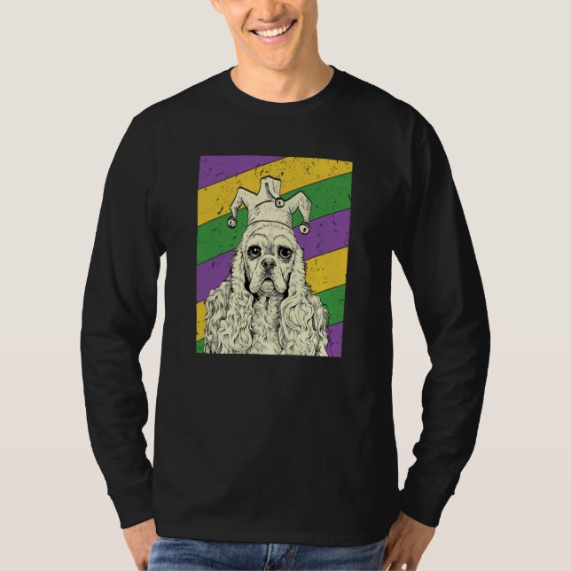 American Cocker Spaniel Jester Mardi Gras Dog Mom  T-Shirt (Front)