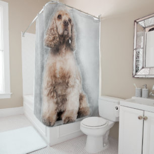 American Cocker Spaniel Painting Pencil Shower Curtain