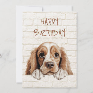 American Cocker Spaniel Peeking Holiday Card