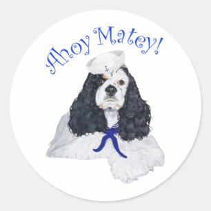 American Cocker Spaniel Sailor Classic Round Sticker