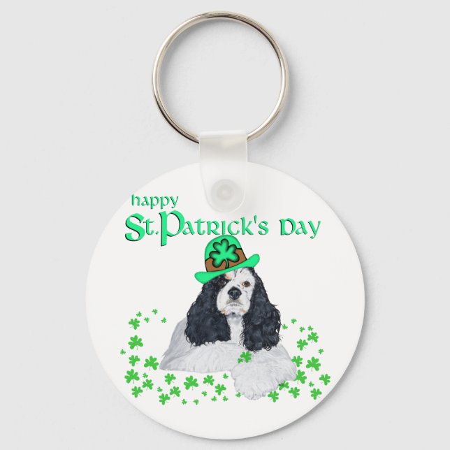 American Cocker Spaniel St. Patrick's Day Key Ring (Front)