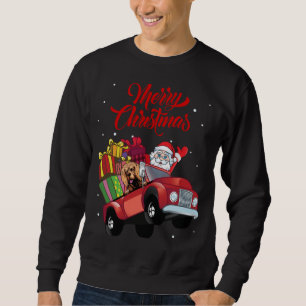 American Cocker Spaniel With Santa Claus In Red Tr Sweatshirt