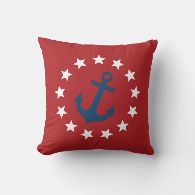 American Colonial Flag Stars and Anchor Cushion (Front)