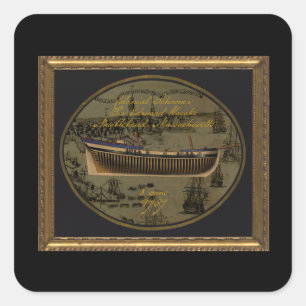 American Colonial Schooner Sir Edward Hawke Square Sticker