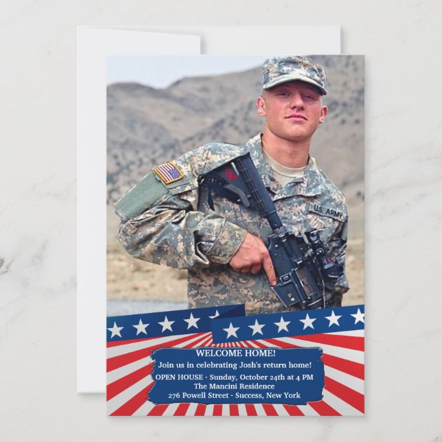 American Colours Photo Patriotic Invitation (Front)