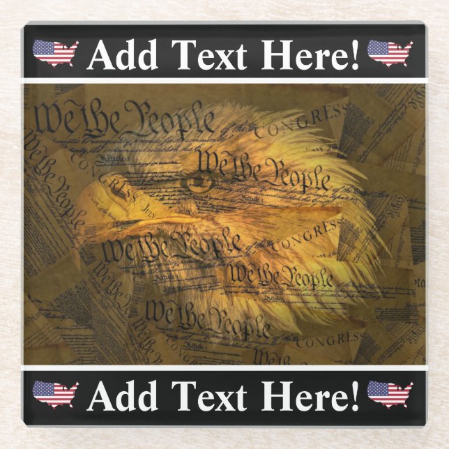 American Constitution Bald Eagle Glass Coaster (Front)